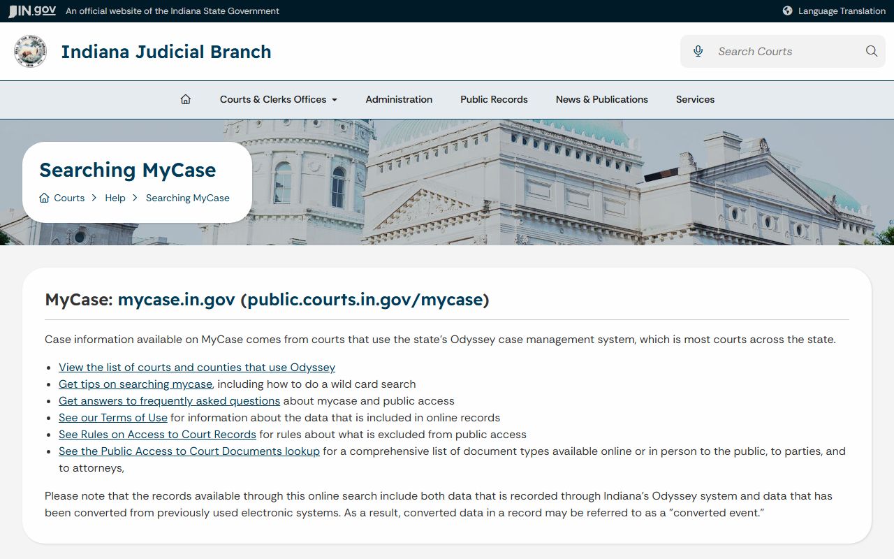 Noble County court records MyCase help and access levels