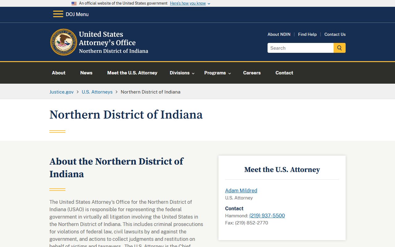 Noble County Circuit and Superior Courts federal prosecutor distinction