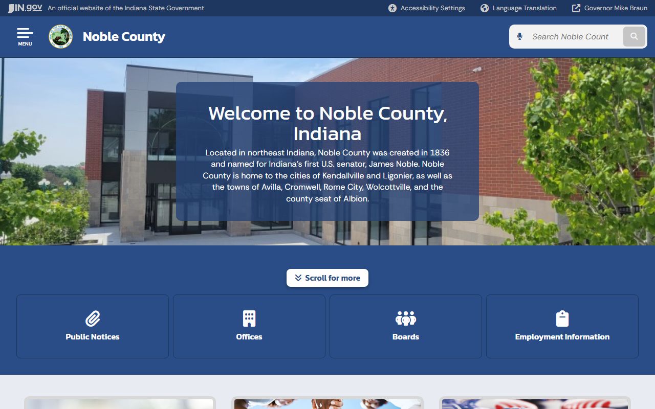 Noble County Court records official county home page