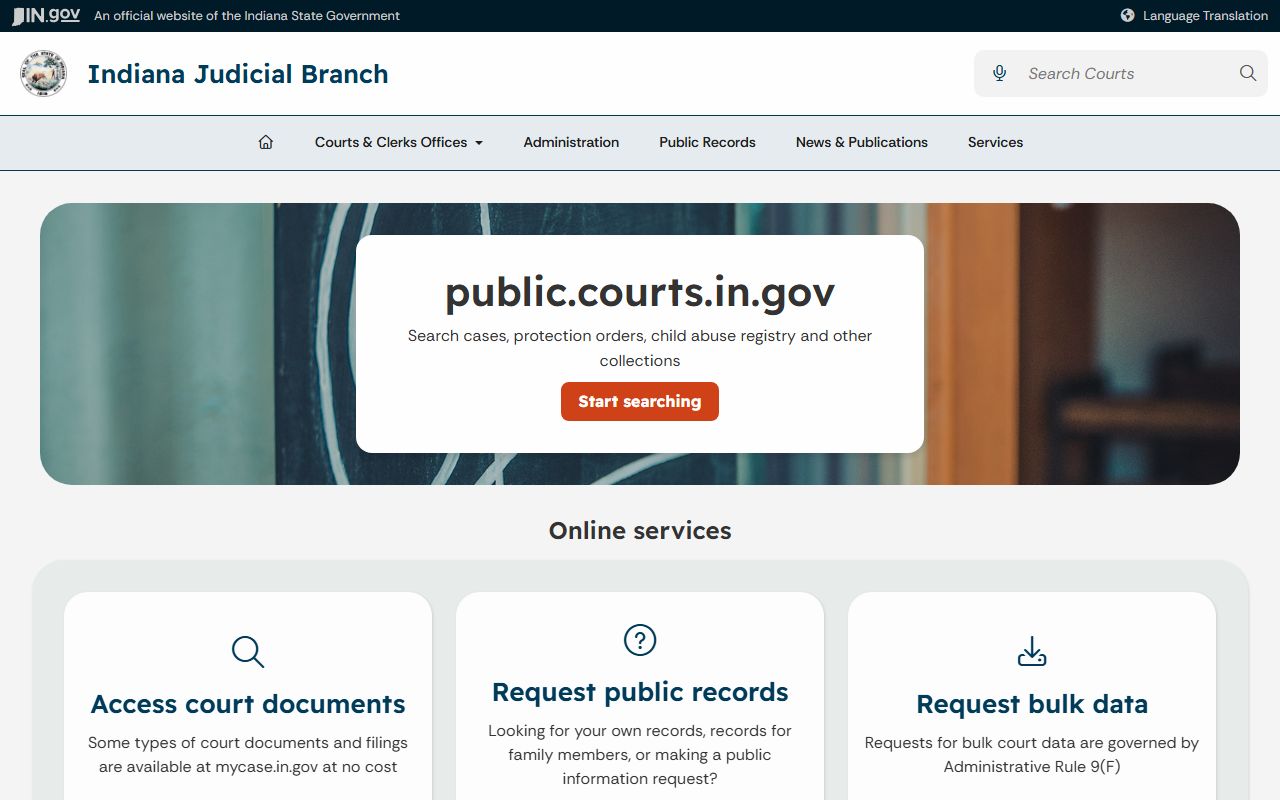Noble County Court records Indiana public records access page