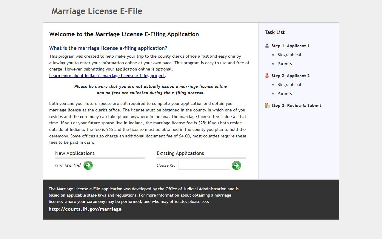 Noble County marriage records in the Indiana marriage license portal